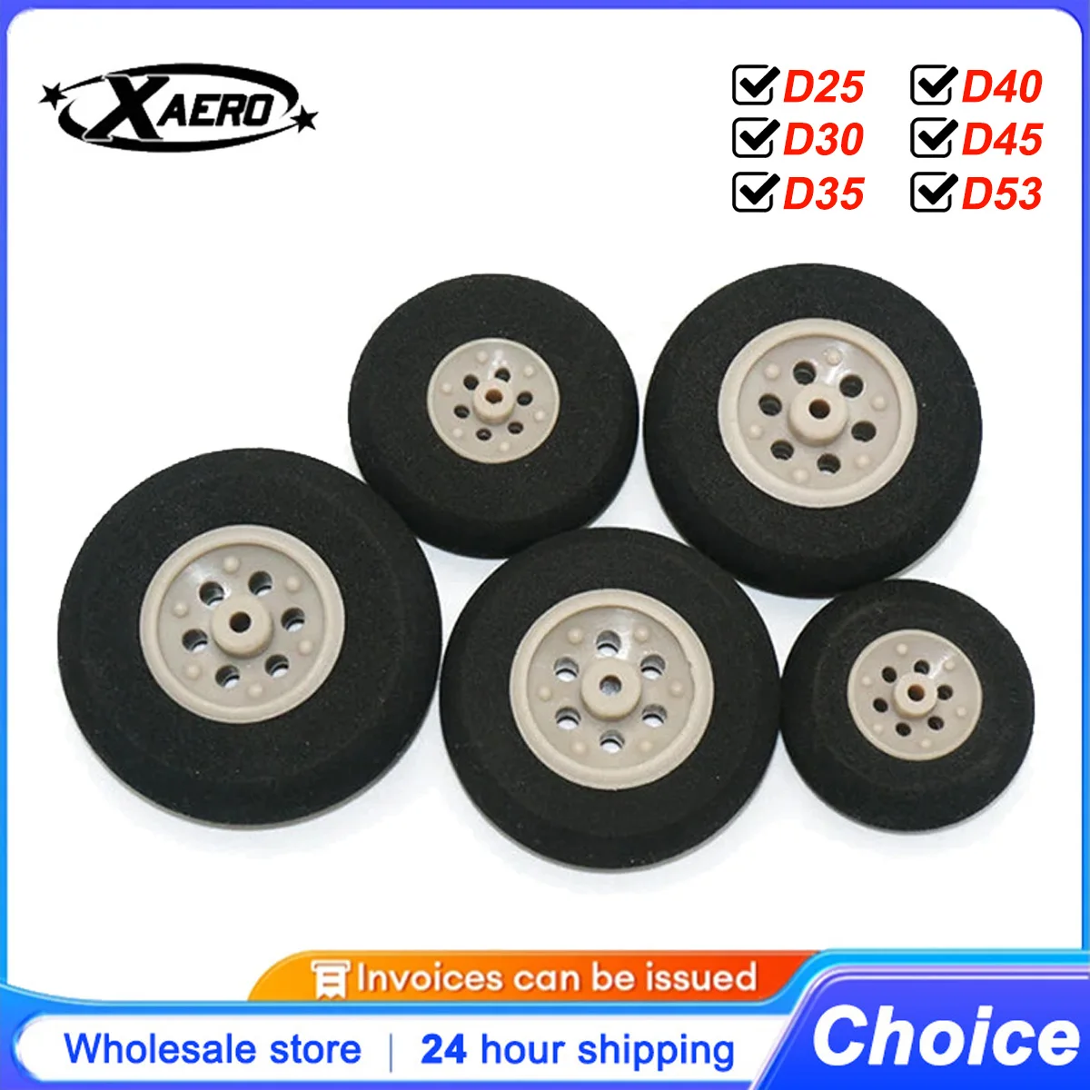 RC Tail Wheels 2Pcs Sponge Tires D25-53mm Landing Gear Wheel Grey for RC Airplane Drone Model Aircraft Accessories DIY Parts