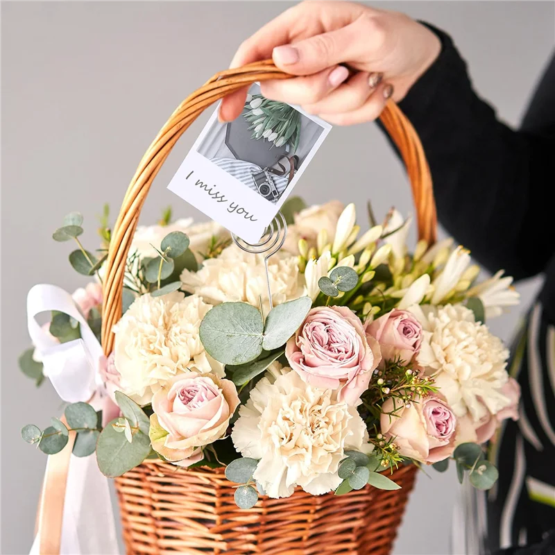 50 × حامل بطاقة عمل سلكي معدني مذكرة صورة ورقة ملاحظة كليب قوس لتقوم بها بنفسك الحرفية اللوازم المكتبية المنزلية