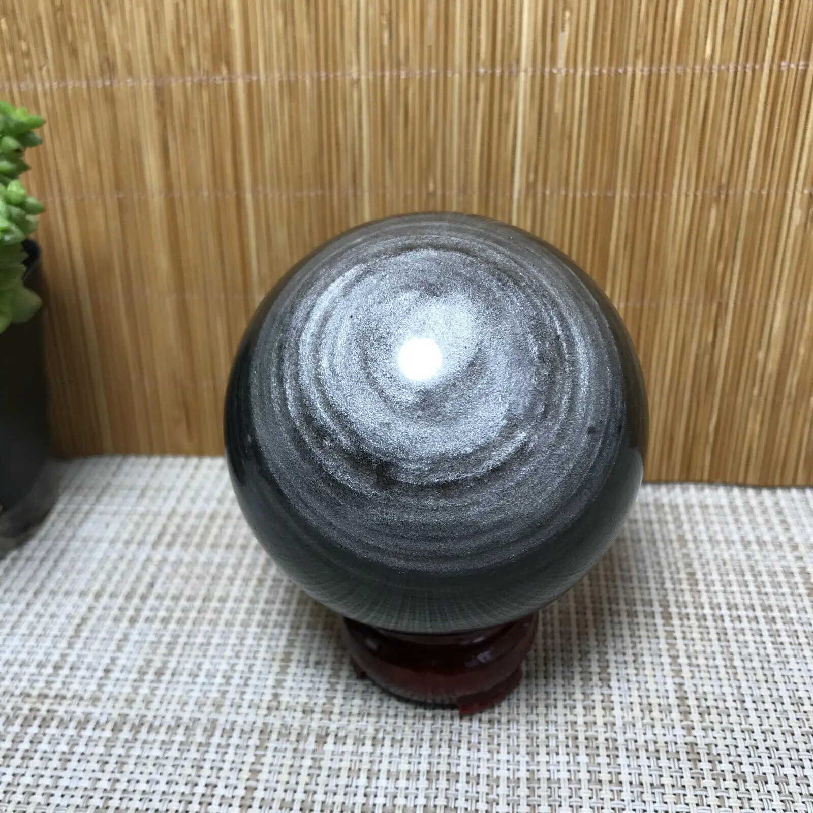 

Rare NATURAL Silver Obsidian Ball Crystal Polish Sphere Healing