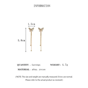 Exquisit Long Butterfly Ohrringe Zwei Möglichkeiten zum Tragen von Strassstropfen für weibliche Hochzeitsfeiern Schmuck Mädchen Geschenke 11 Hauptverkaufssteinbluse - №8