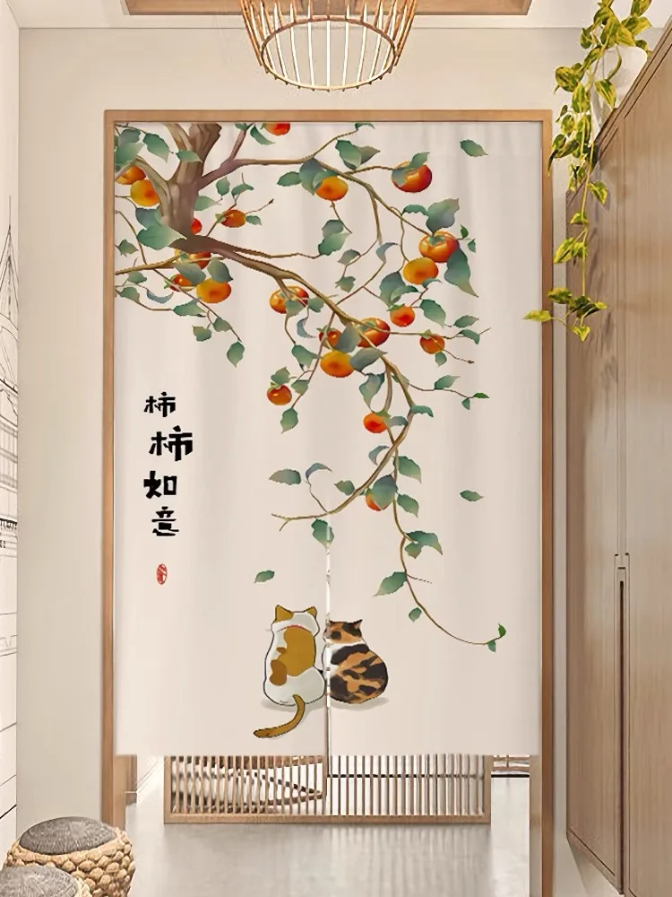 Chinese Door Curtain Half Doorway Hanging Noren Fabric Curtain Decoration Chinese Auspicious Door Curtain for Kitchen Home