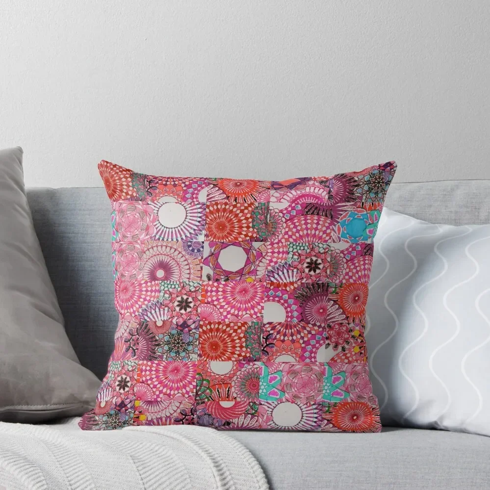 

Tiled Pink Randomized Jigsaw Spirograph Design Throw Pillow Cushion Cover Set anime girl Anime pillow