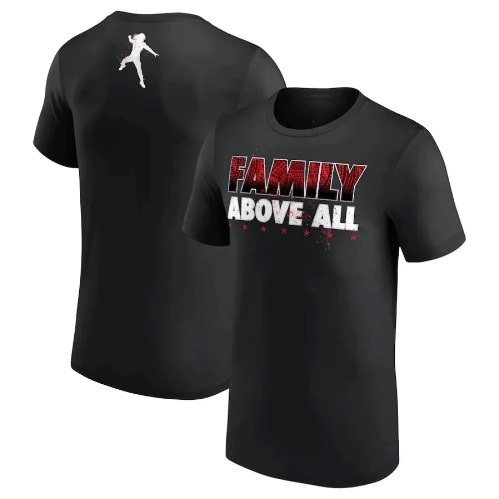 

2025 Summer Fashion New WWE T-shirt Men's Black Family Above All New T-shirt Summer New Men's and Women's Short-sleeved Top