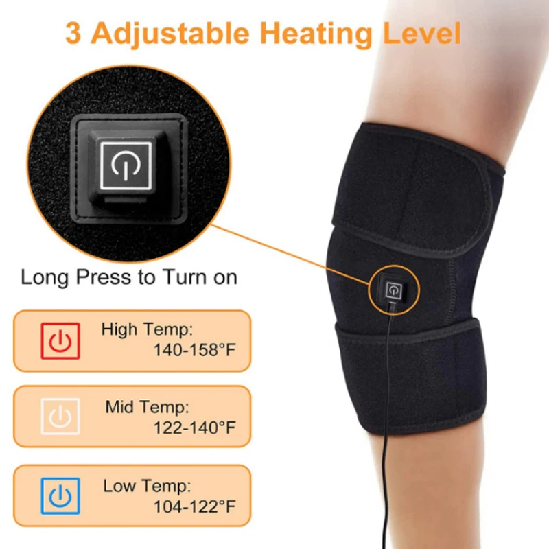 Electric Heating Knee Pad USB Thermal Therapy Heated Knee Brace Support for Arthritis Joint Pain Relief Old Cold Leg Knee Warmer