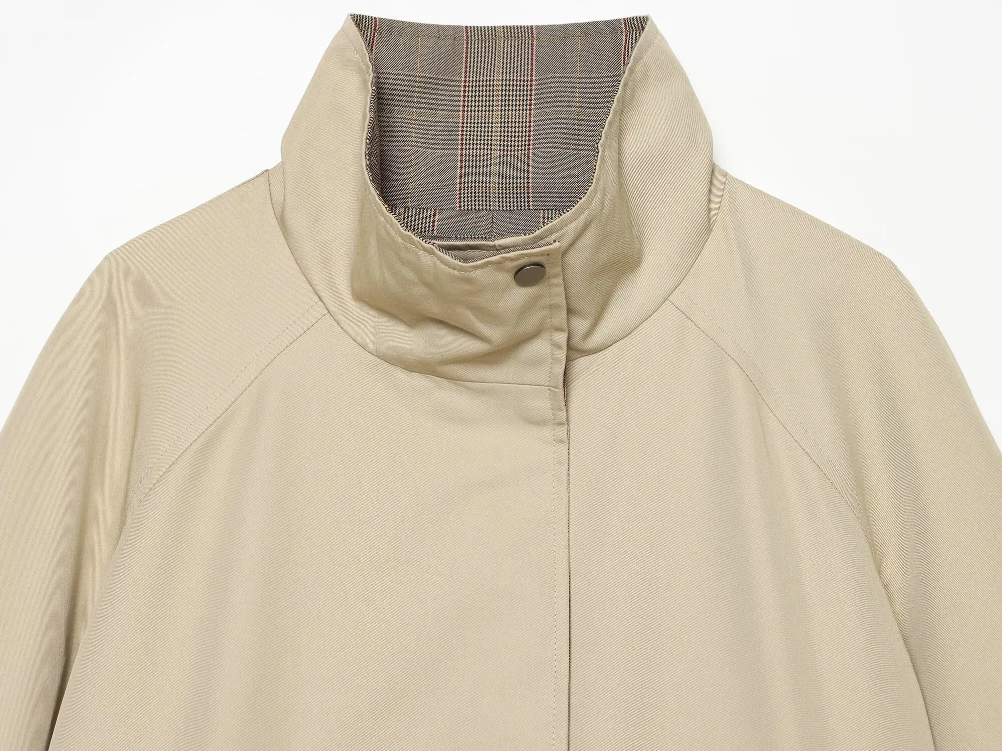 BSAY 2026 Herbst Damen Eleganter Wendewindbreaker mit Stehkragen, Langen Raglanärmeln und Seitentaschen, Alltägliche Oberbekleidung – Detail 7
