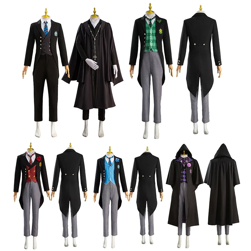 Black Butler Boarding School cosplay costume Char C costume Sebastian Herman Edgar cosplay anime