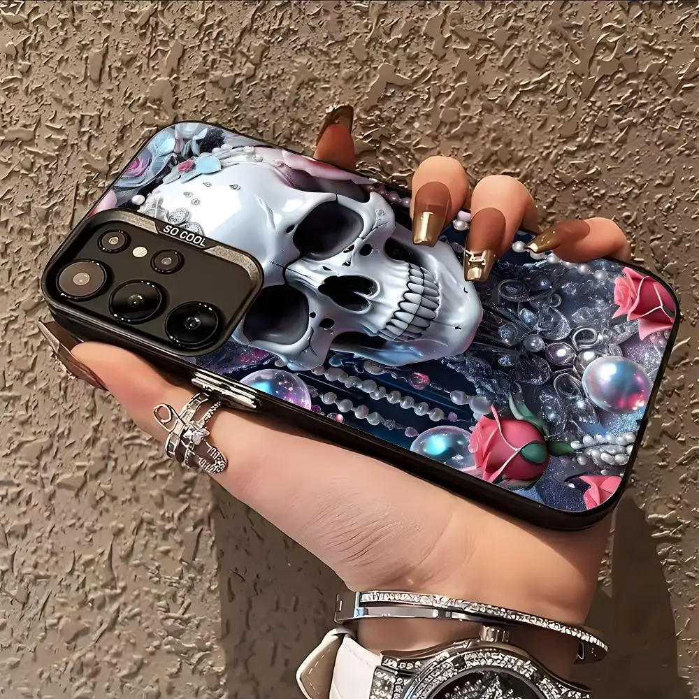 Silver Skull Phone Case for Samsung Galaxy S26 S25 S24 S23 S22 S21 S20 Note20 Plus Ultra Colorful Silver Cover