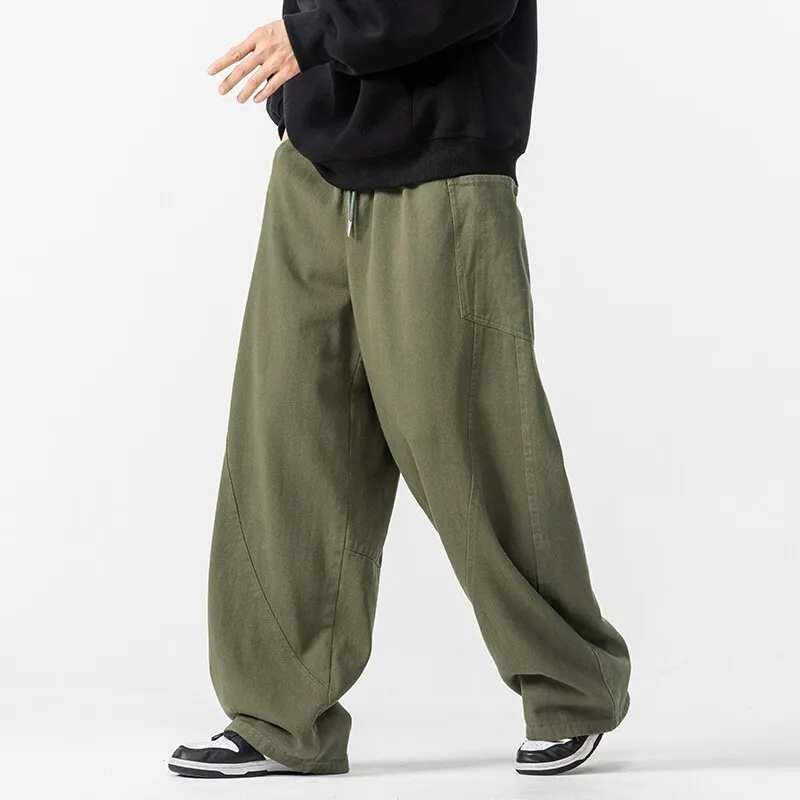 

Spring New Pants Men High-quality Cotton Fashion Elastic Waist Pants Men Casual Comfortable Men Drawstring Straight Leg Trousers