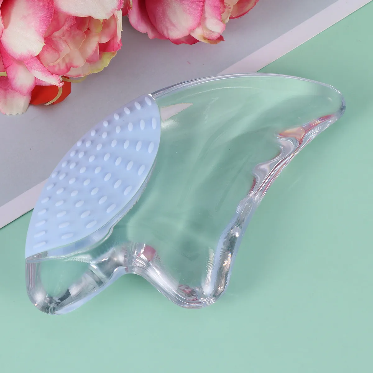 

1Pcs Premium Resin Gua Sha Plate Smooth Edge Transparent Facial Scraping Therapy Tool for Skin Care and Lotion Application