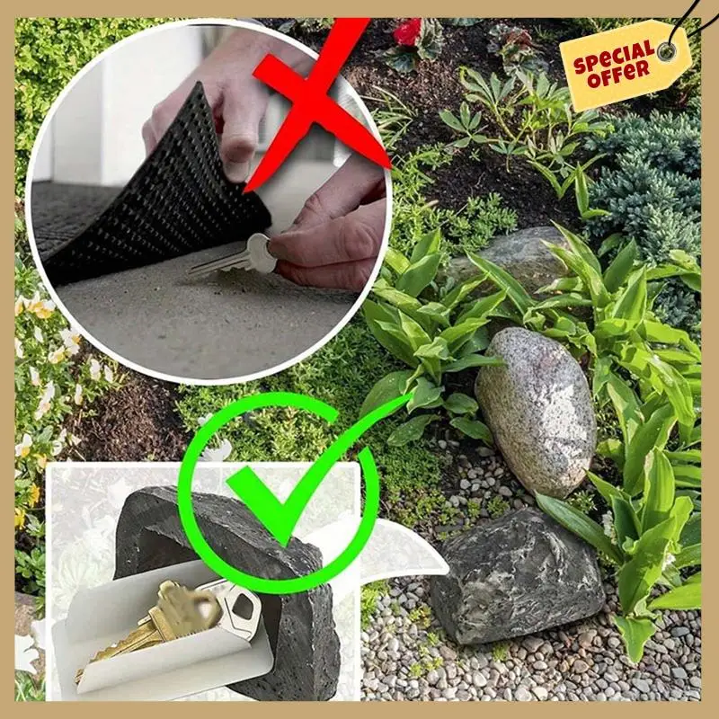 4PCS Spare-Key Rock - Looks & Feels Like Real Stone - Safe For Outdoor Garden Or Yard, Key Hider Box Easy To Use