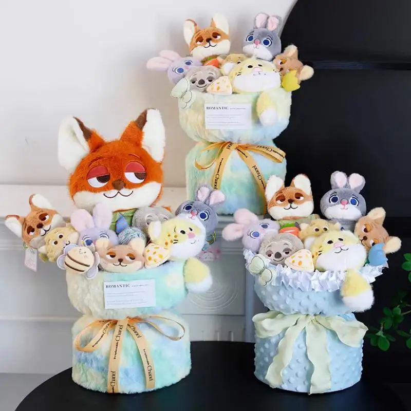 

Hot selling Crazy Zootopia Doll Bouquet Cute Judy Fox Nick Leopard Officer Giving Girl's Best Friend Christmas Gift Birthday Gif