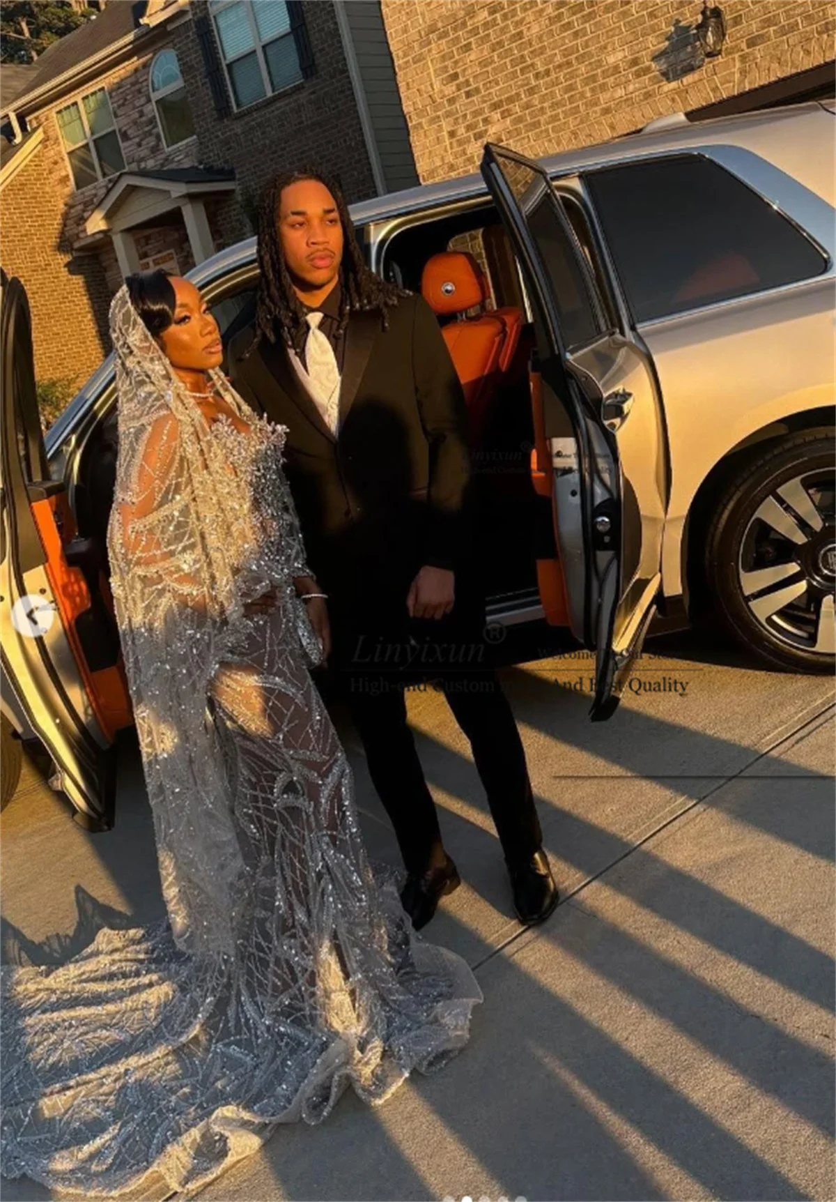 Luxury Rhinestone Crystal Prom Dress 3D Floars Appliques Evening Party Gown For Black Girl Customized Long robes de soirée image 2