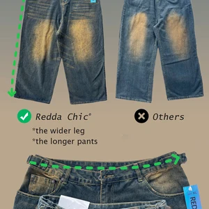 Reddachic Great Size Green Waschmänner Fass Baggy Jeans Y2K Retro einstellen-Casual Casual Hosen Übergroße Skater HipHop Streetwear 12 Hauptverkäufe Green Herren Jeans - №2