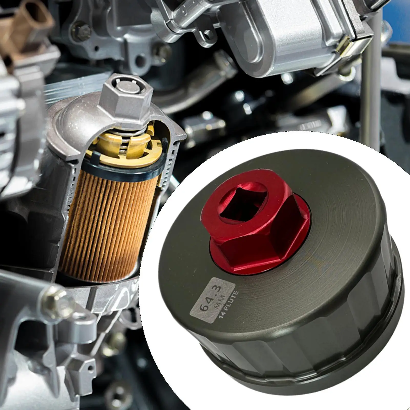 

64,3 мм автоматический ключ для масляного фильтра, инструмент для снятия масляного фильтра автомобиля, 14-флейтовый ключ для крышки фильтра, инструмент для снятия автомобильного масляного фильтра