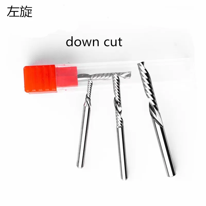 

10pc AAAAA One flute left spiral acrylic plastic wood aluminum downcut tungsten Carbide CNC router bit Solid End milling cutter