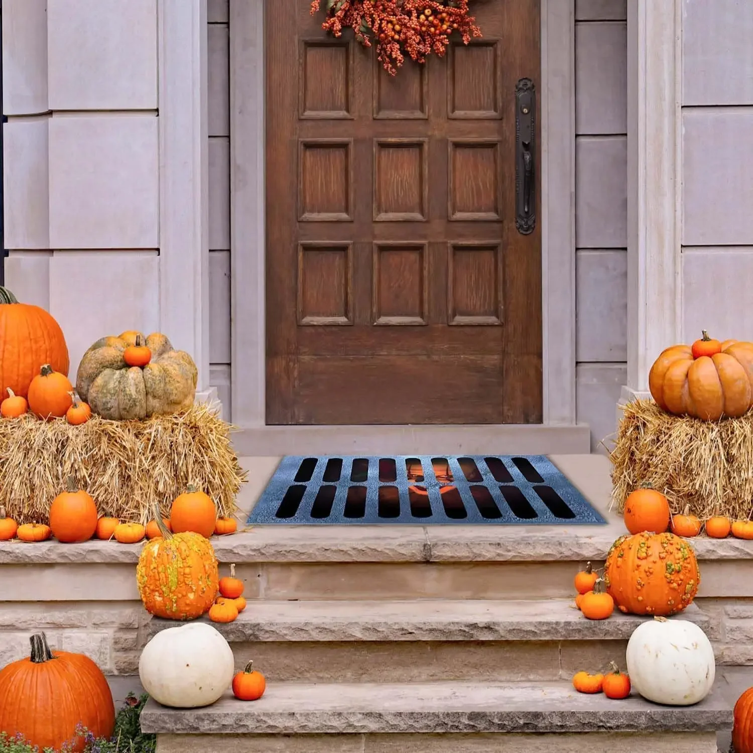 VIKAMA Halloween 3D Visual Clown Floor Mat Horror Movie Clown Area Rug Home Decor Indoor and Outdoor Welcome Doormat