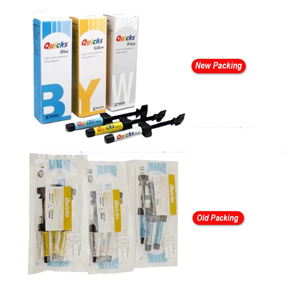 Original DENTKIST Dental Temporary Filling Materials Light Curing Temporary Inlay Onlay Resin 3Pcs/pack Molars Tooth Restoration