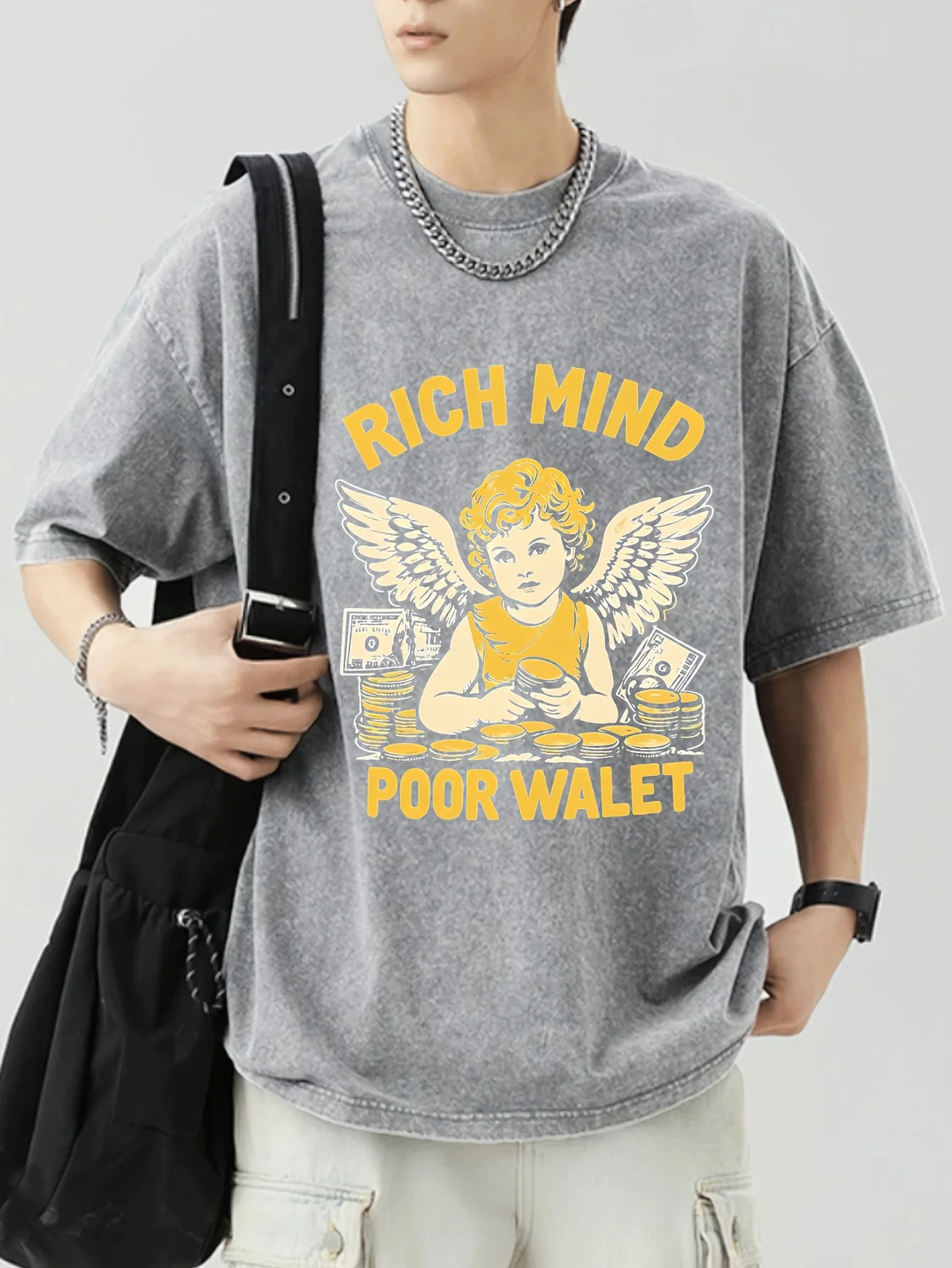 Men's Graphic T-Shirt - Black with Bold Yellow 