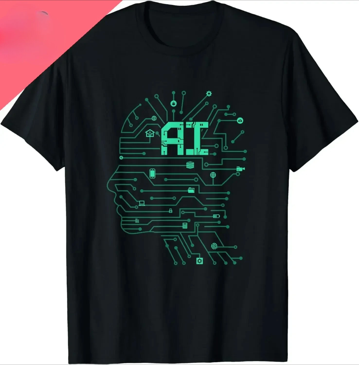 Camiseta con diseño de programadores de tecnología informática de inteligencia artificial (IA), ropa de calle de verano, patrón en forma de Y. Mujeres de verano.