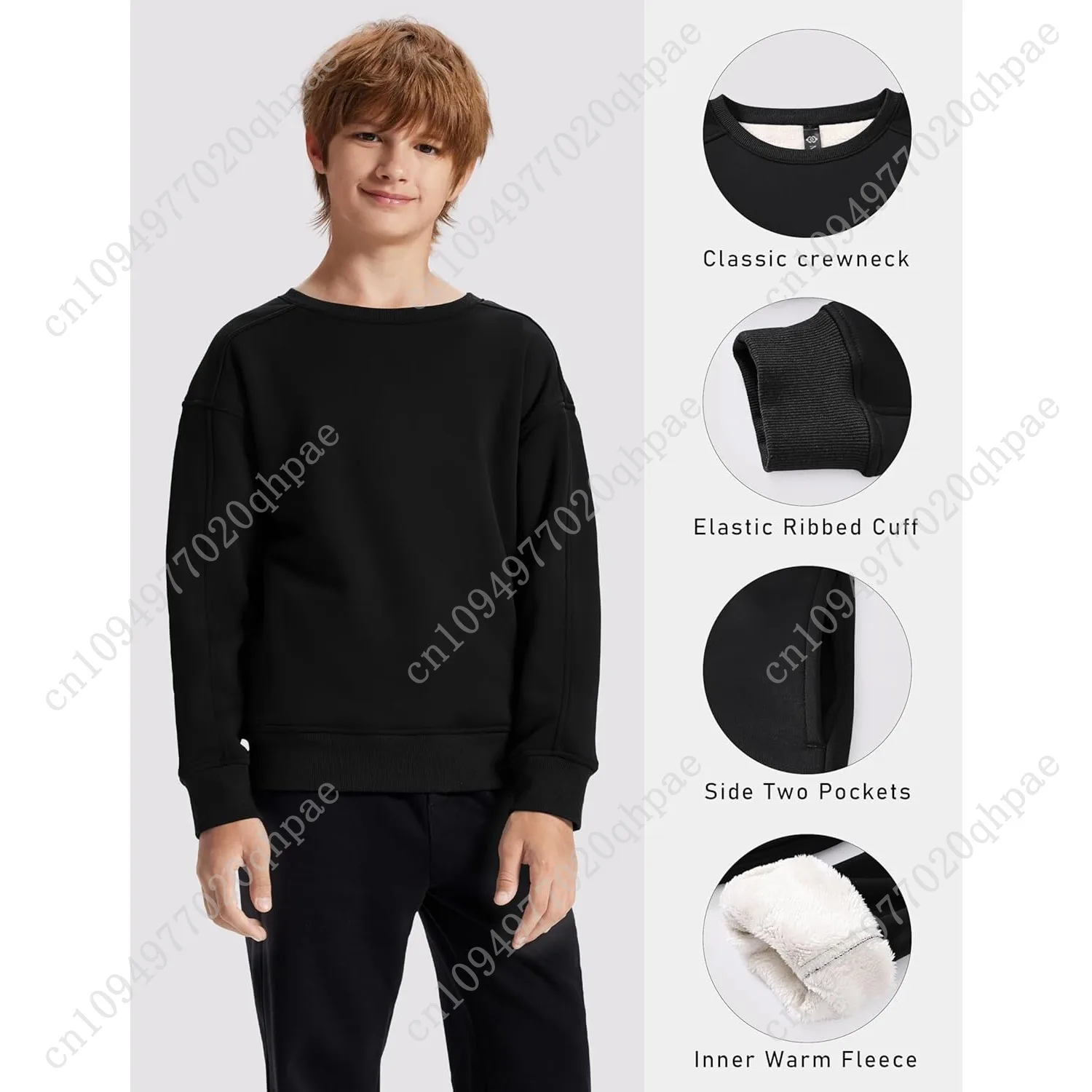 للجنسين الصبي شتاء دافئ شيربا اصطف Crewneck البلوز البلوز الصوف بلوزات الموضة عادية