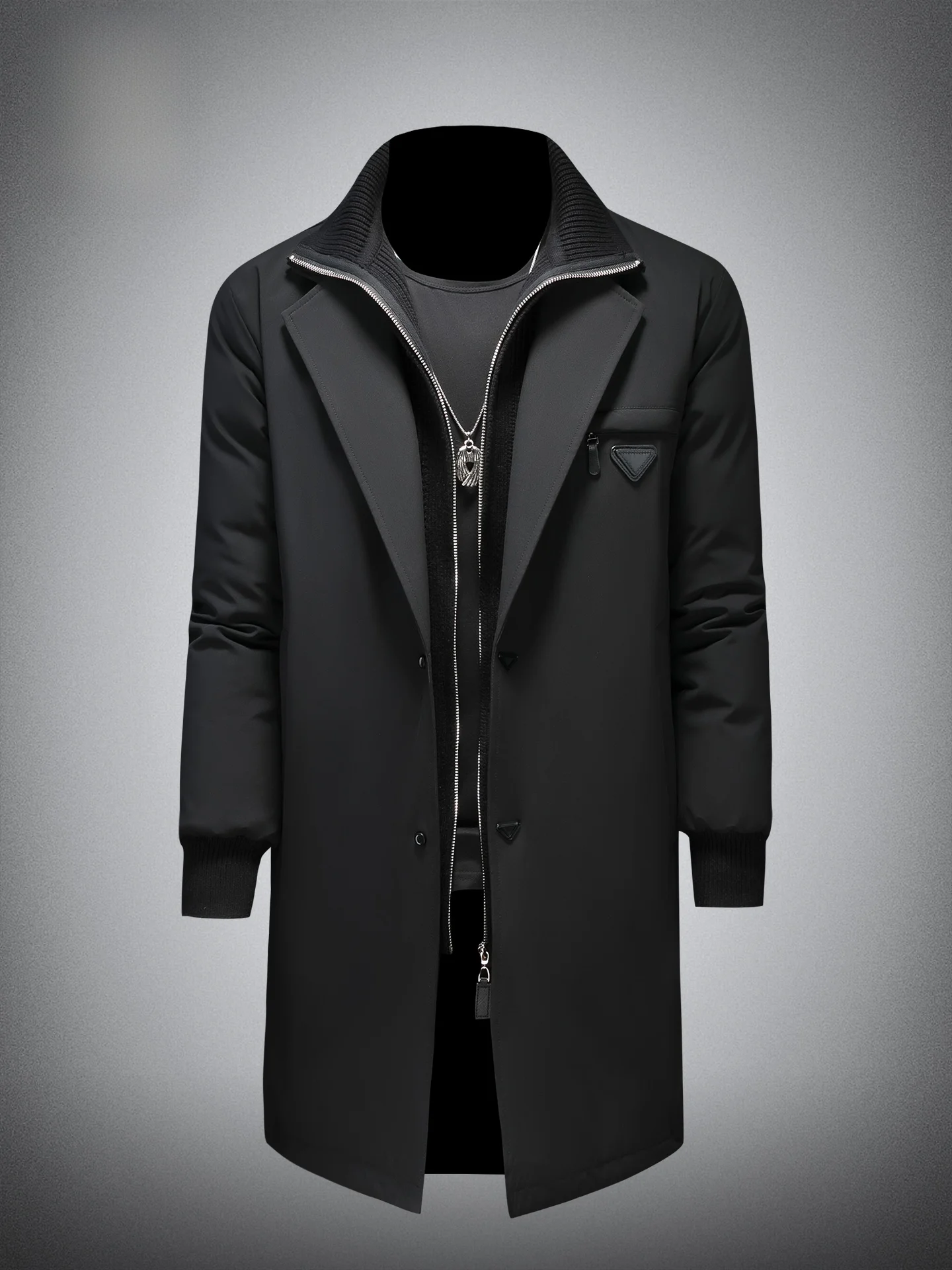 

Men's Mid-Length Thiened down Jaet Waterproof Warm Faion Urban Sle Winter Coat with Stand Collar Zipper Closure Pure ...