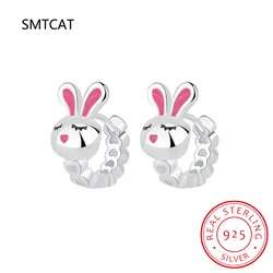 Boucles d'oreilles créoles lapin en argent 925 pour filles et femmes, boucles d'oreilles coeur princesse, belles boucles d'oreilles Aros Huggies, bijoux mignons pour bébé, enfant