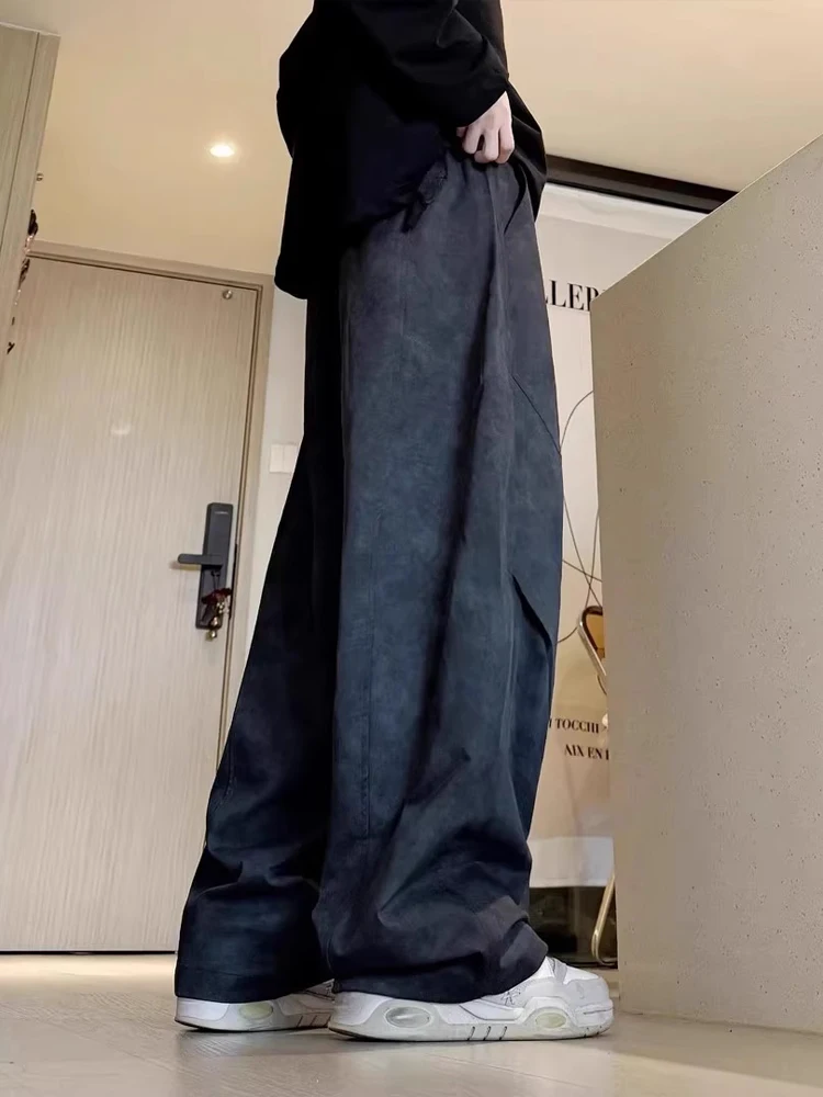 タイダイワイドレッグストレートカットカジュアルパンツメンズ春の新アメリカンレトロトレンディルーズ多用途長ズボン