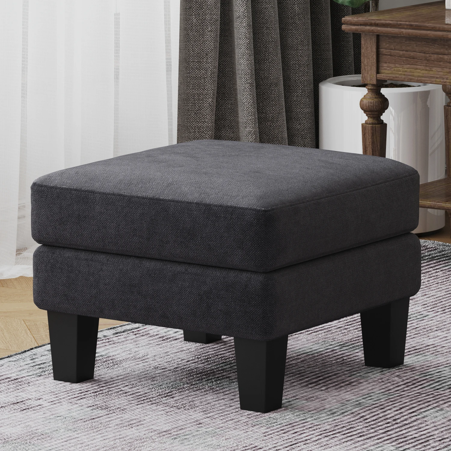 

Fabric Ottoman Dark Grey