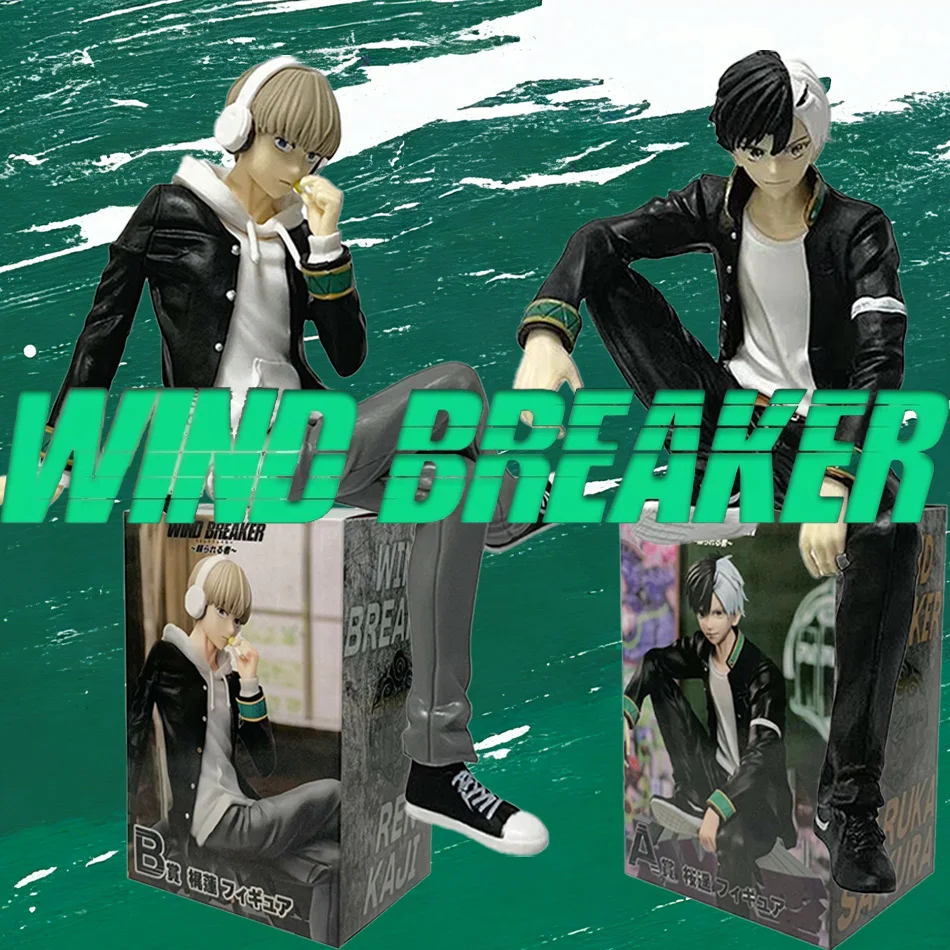 

New 15CM Anime WIND BREAKER Sakura Haruka Figure Kaji Ren Noodle Stopper Figure Sitting Model Toy Gift Doll Aciton Figure Toys