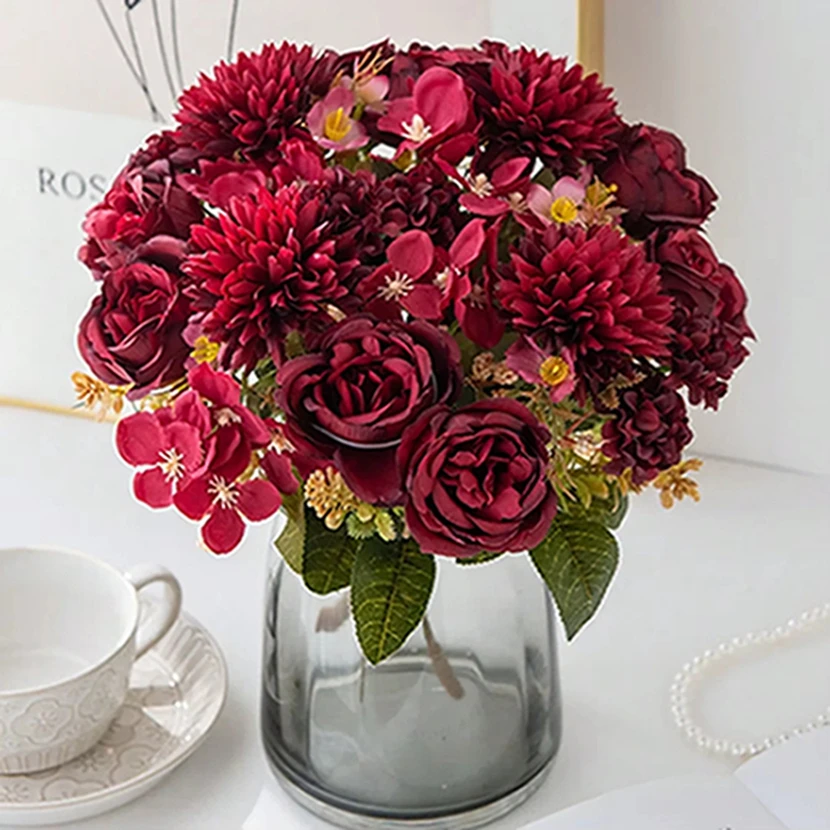 

Artificial Flowers Silk Ball Chrysanthemum Peony Home Room Wedding Bridal Bouquet Decora Valentine Outdoor Yard DIY Gift Hotsale
