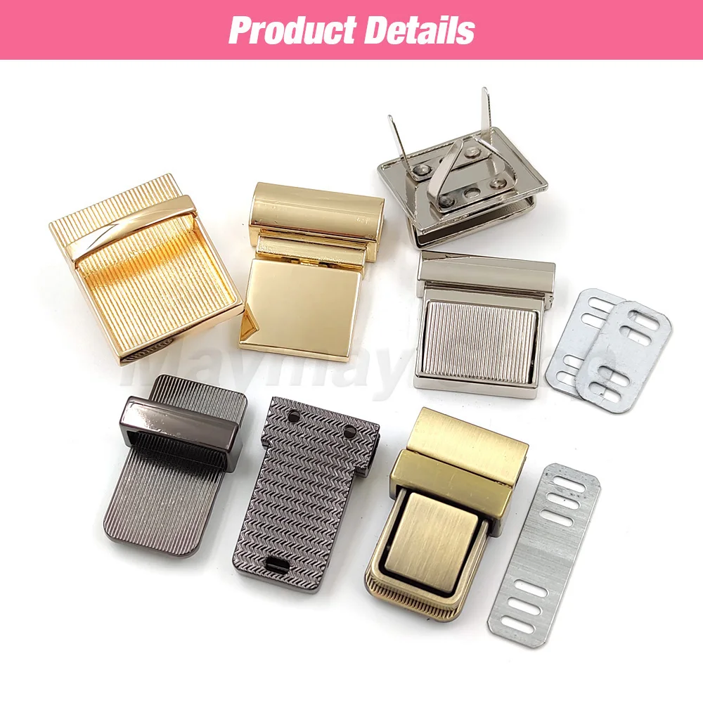 1pc Metal Square Turn Pressed Lock Briefcase Lock Clasp for Leather Craft Handbag Purse DIY Hardware Accessories