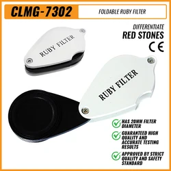 Ruby Filter Identification Loupe 20mm Filter Diameter Foldable Black Frame High Quality Red Stones Gem Identifier