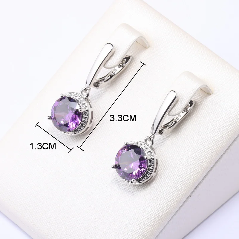 Elegant Women Wedding 925 Silver Bridal Jewelry Natural Crystal Earrings Necklace Pendant Open Ring 4-Piece Sets Gift