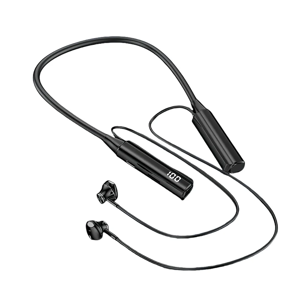 Bluetooth 5.3 Headphones Wireless Neckband Earphones HiFi Stereo Noise Reduction Headsets LED AI Assistant Waterproof Earbuds