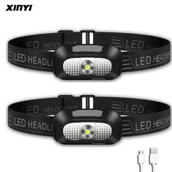 Super light Mini LED Headlamp With USB charging 5Mode Waterproof Headlight Rechargeable Camping Flashlight Head Light Torch Lamp