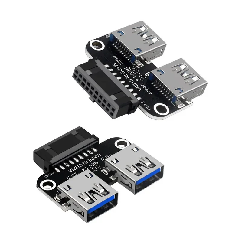 Адаптер материнской платы USB 3.0 USB 3.0 19 20-контактный разъем «мама» на двойной разъем USB 3.0 «мама» Прочный адаптер с защитой от помех Разветвитель