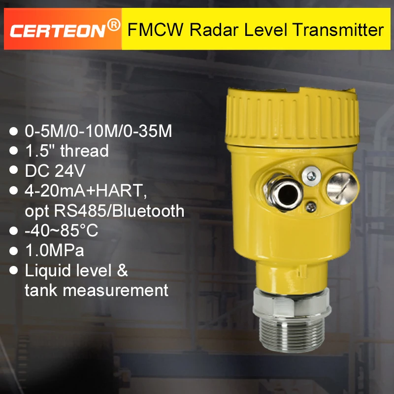 80GHz Radar Level Transmitter Liquid Tank Level Measurement 1.5 Inch Small Probe High Frequency Water Level Sensor