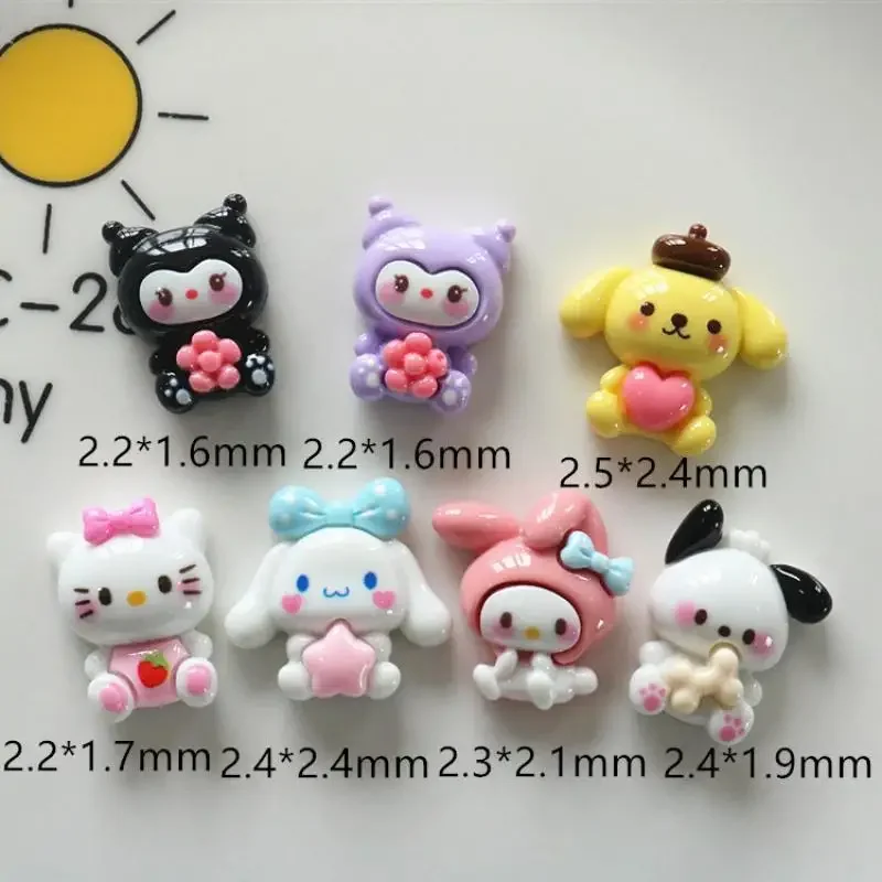 Sanrios-Accesorios de melodía de 10 piezas, Kuromi Pochacco, Hellokitty, pompurin, Cinnamoroll, 3D, dibujos animados Kawaii, juguetes de Anime, regalo