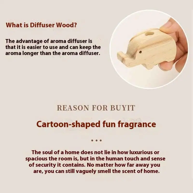 Eco-Friendly Wooden Volatile Aromatherapy Diffuser Fragrance Diffused Elephant Shape Wooden Diffuser Refreshing Air Long-lasting