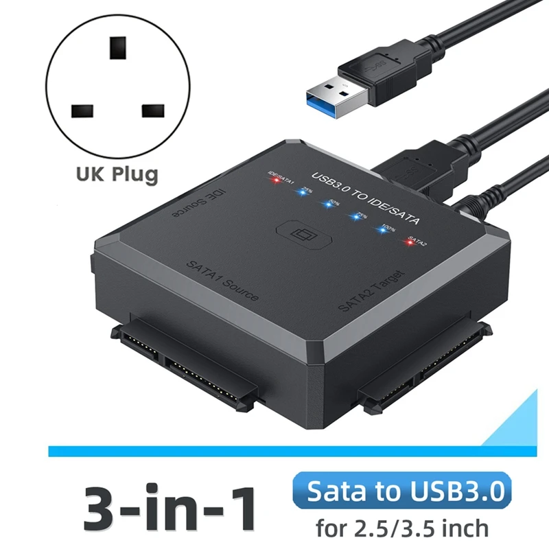TTKK adaptor USB ke USB, konverter kabel SATA ke USB 3.0 ke IDE/SATA 3 untuk 2.5 3.5 HDD SSD