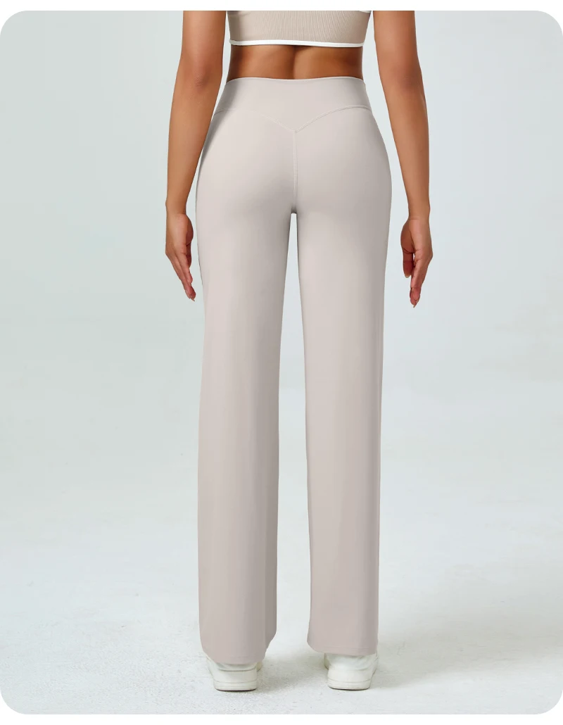 Hochgeschnittene Gerade Yoga-Hose für Damen, Nacktgefühl Po-Lifting Lose Passform Workout-Hose, Schlankmachende Gym-Hose