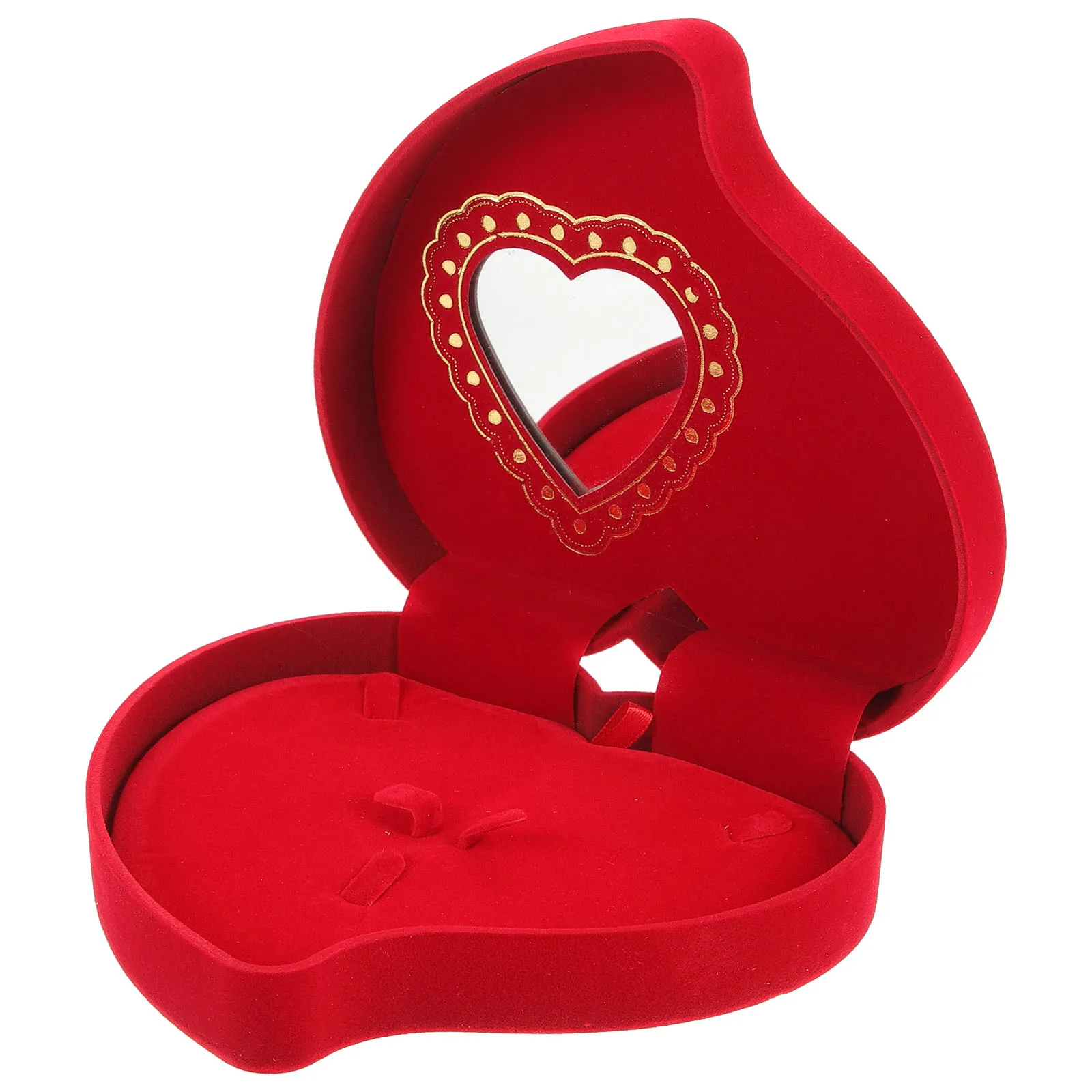 

Red Heart Jewelry Box Flannel Trinket Container Storage For Necklaces Earrings Bracelets Rings Brooches Gift Wrapping Keepsake