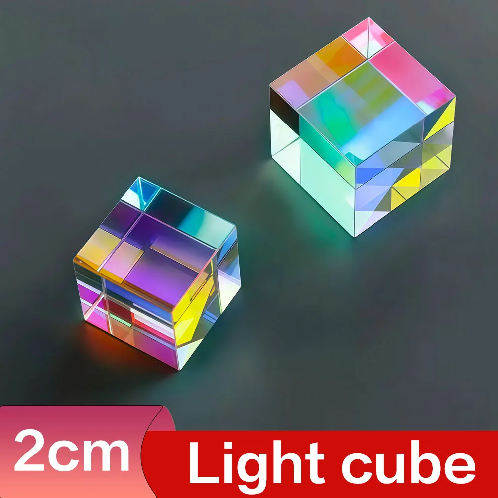 Color-Mixing Prism Sun Catcher Light Cube Glass Ornament Sunlight Capturer Stress-Relief Creative Gift for Home Decor
