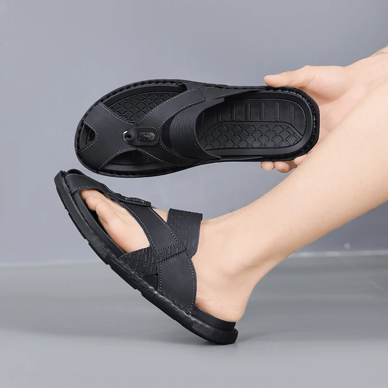 Men's Summer Outdoor Anti-Slip Soft-Soled Beach Coconut Slippers for Sports Casual Slip-On Shoes