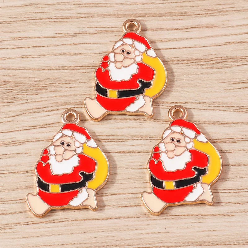 10 Stück 16x22mm Niedliche Weihnachts-Weihnachtsmann-Anhänger für Schmuckherstellung Neujahr Ohrringe Halsketten DIY Bastelzubehör – Detail 3