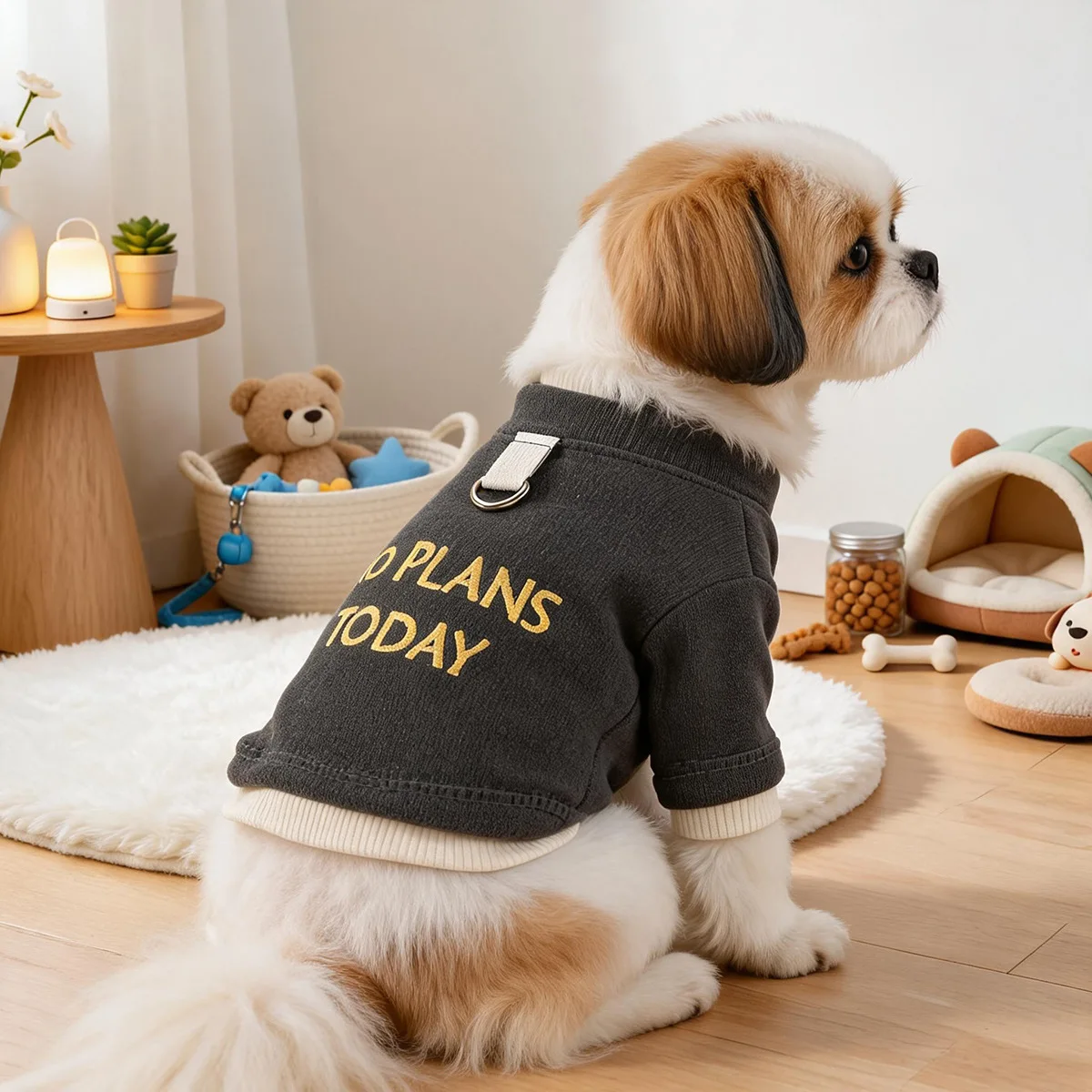 Pet Hoodie for Small Dogs Puppy Spring Autumn Two Legs Harness Outing Embroidered Letter Fake Two Piece Sweatshirt