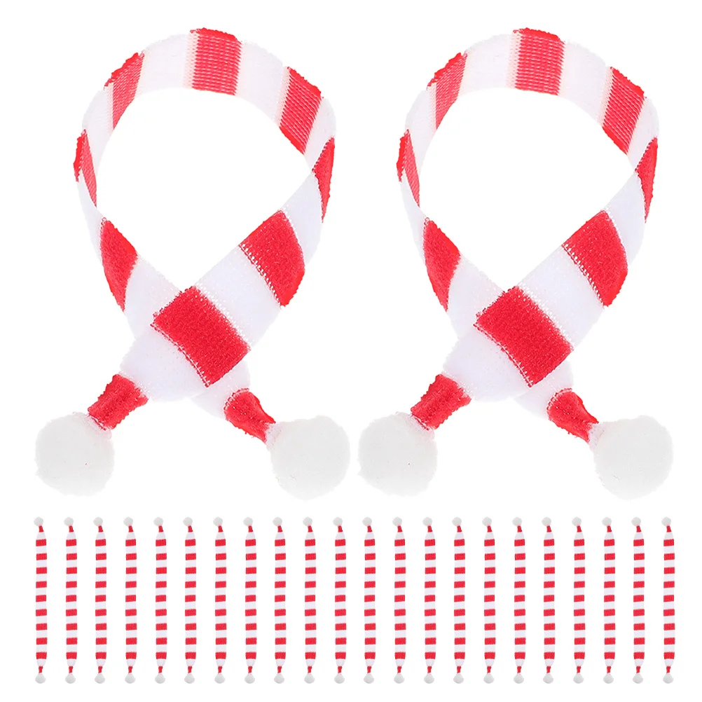 

24Pcs Mini Christmas Scarves Soft Knitted Fabric Snowman Bear Crafts Xmas Tree Hanging Ornaments Holiday Party Decoration