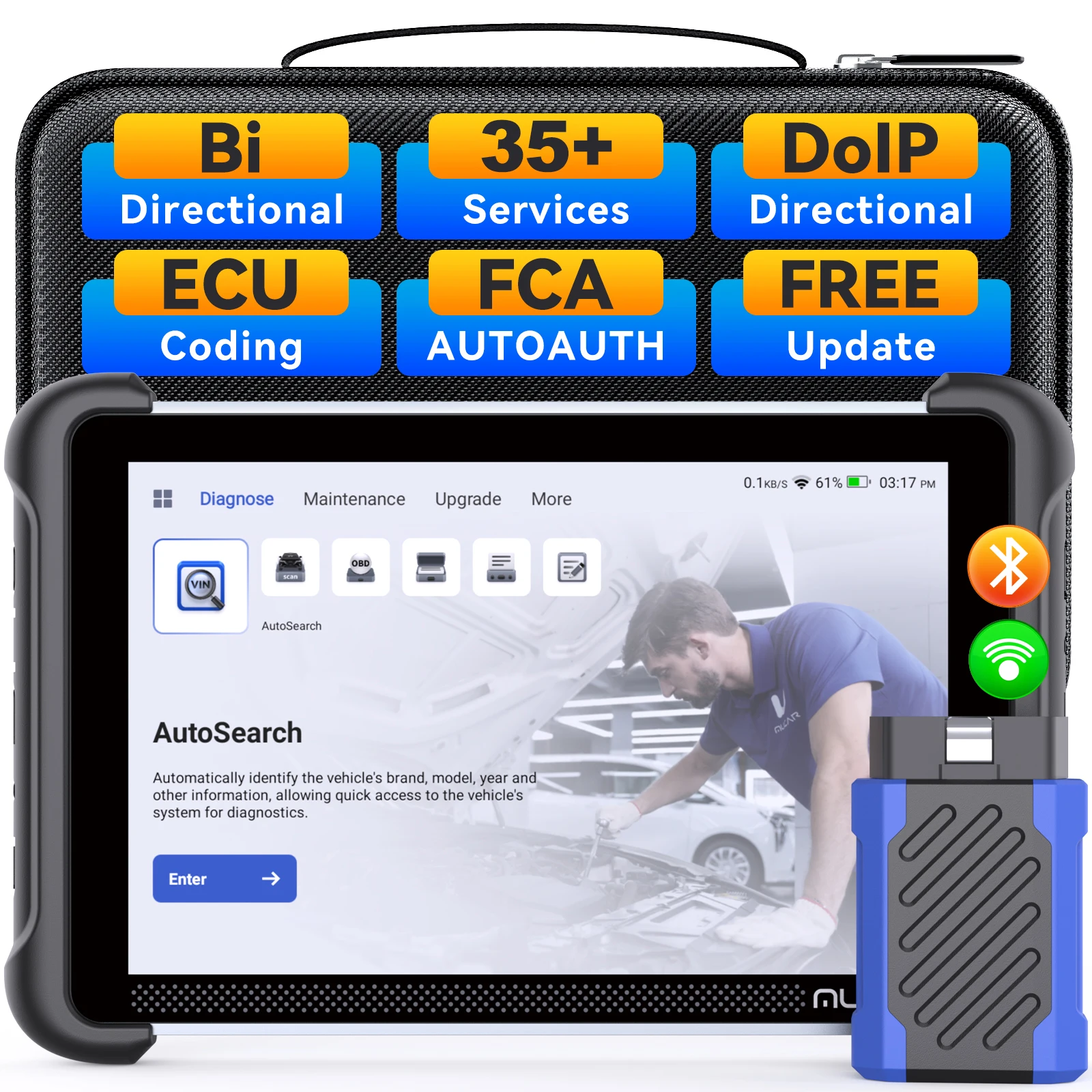 Lifetime FREE MUCAR 892BT Professional Auto OBD2 Scanner ECU Coding Actuator Test 35 RESET Full System CANFD DoIP Car Diagnostics Tools