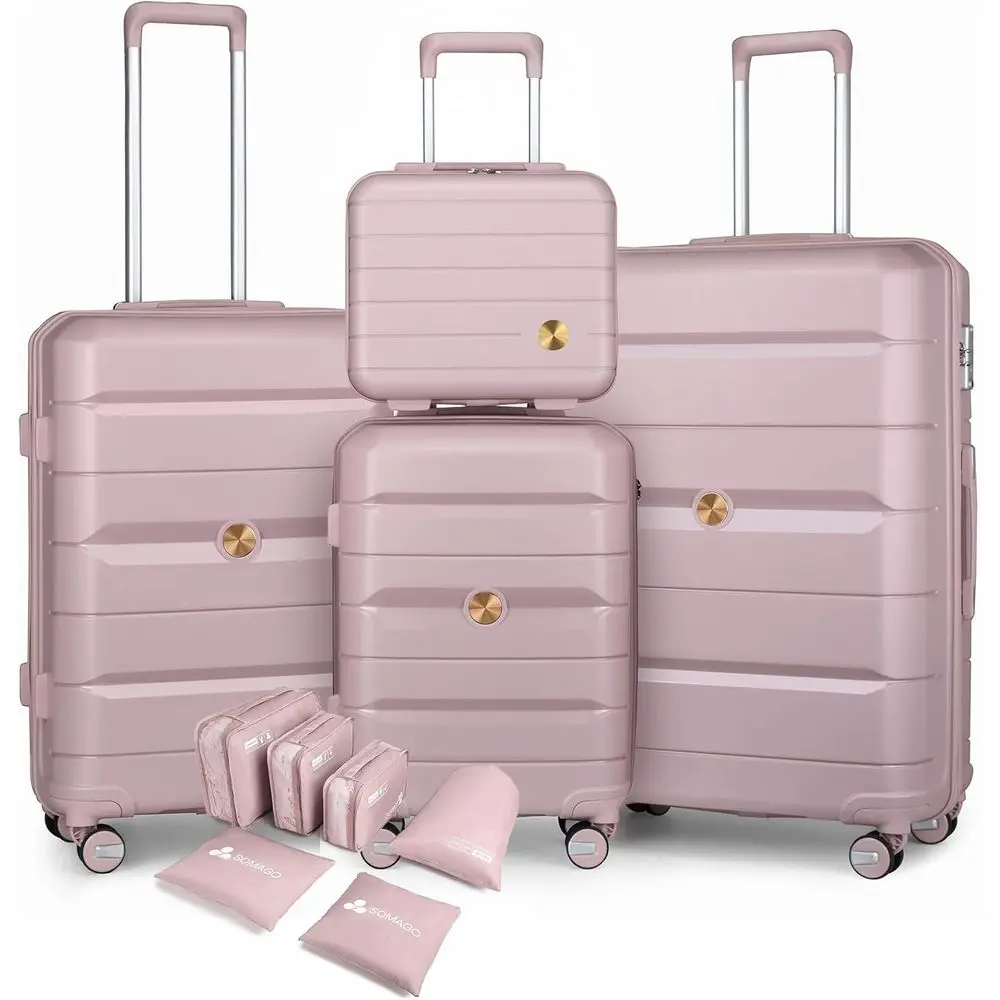 

Lightweight Hardshell Suitcases with Spinner Wheels and TSA Lock, Nude Pink Travel Set