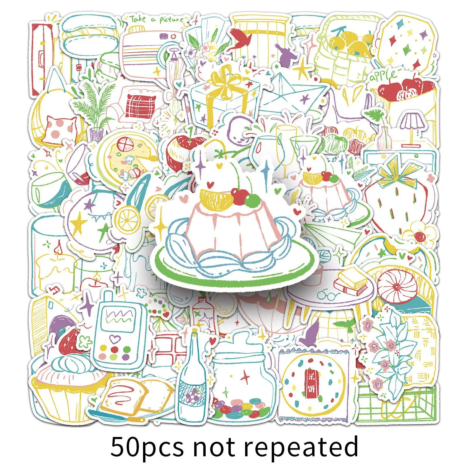 

10/30/50PCS Cartoon Cute Simple Drawing Colorful Lines Sticker DIY Decoration Waterproof Skateboard Notebook Graffiti Toy